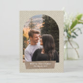 visgraat tweed gescheurd papier boog kerst foto feestdagenkaart (Staand voorkant)