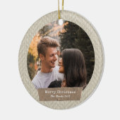 visgraat Tweed Kerstmis Foto gescheurd papier Keramisch Ornament (Links)