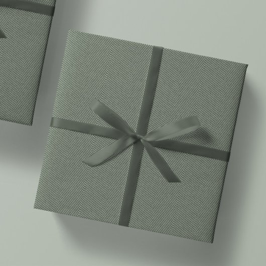 Visgraat tweed klassieke salie groene vakantie cadeaupapier