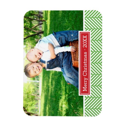 visgraat vakantie monogram foto magneet (Verticaal)