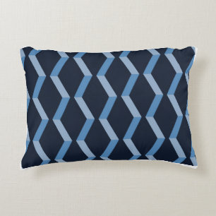 Visgraat Weefsel Blauw Naadloos Patroon Accent Kussen