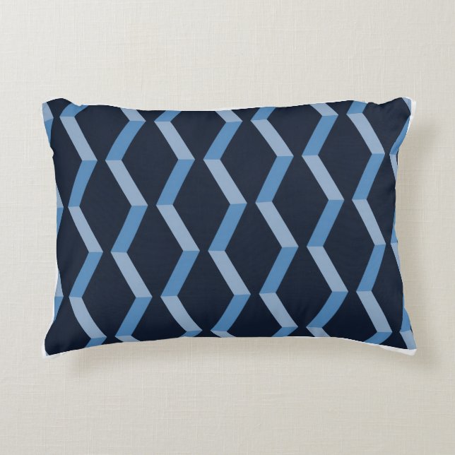 Visgraat Weefsel Blauw Naadloos Patroon Accent Kussen (Voorkant)