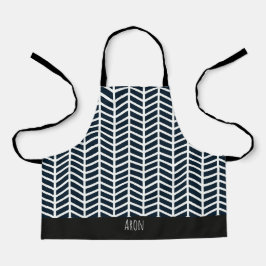 Visgraat zwart wit minimaal patroon schort