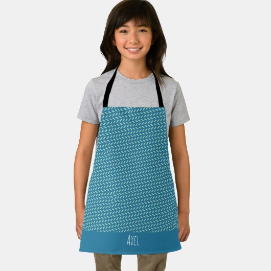 visgraatblauw wit minimaal patroon schort (Insitu)