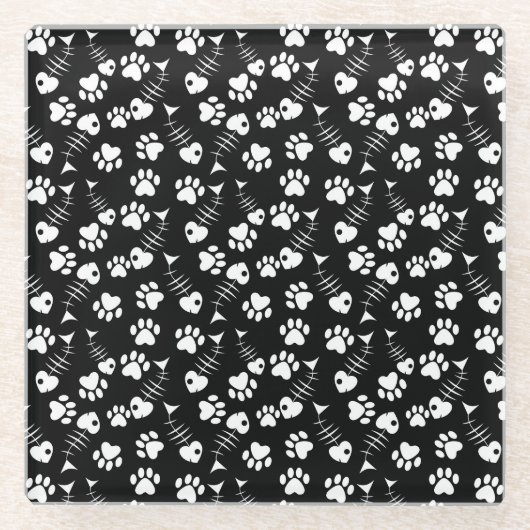 visgraatdruk glazen onderzetter (Voorkant)