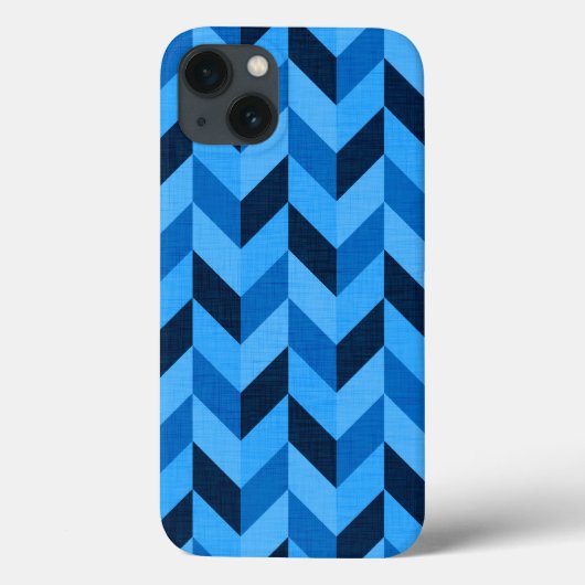 Visgraatpatroon in blauw Case-Mate iPhone case (Achterkant)