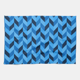 Visgraatpatroon in blauw theedoek