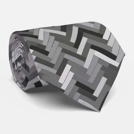 Visgraatpatroon in grijstinten stropdas (Opgerold)