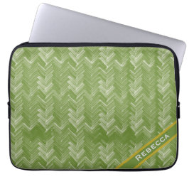 visgraatpatroon op Forest Green Personal Laptop Sleeve