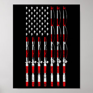 Vishengel Amerikaanse Vlag Patriotische Vissen G Poster