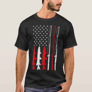 Vishengel Amerikaanse Vlag Vintage Vissen Visser T-shirt