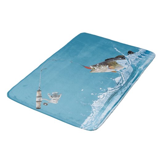 Vishengel met grote vis badmat (Gekanteld)