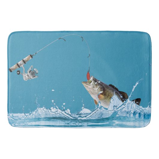 Vishengel met grote vis badmat (Voorkant)