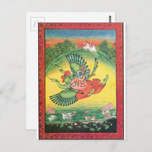 Vishnu en Lakshmi rijden Garuda, de grote Briefkaart (Voorkant / Achterkant)