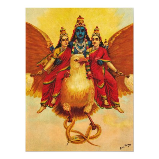 Vishnu, Garuda, Vahana door Raja Ravi Varma Foto Afdruk (Voorkant)