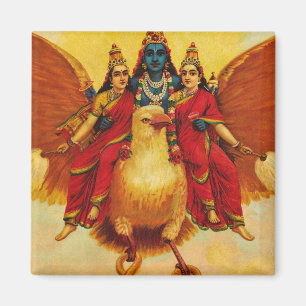 Vishnu, Garuda, Vahana door Raja Ravi Varma Magneet