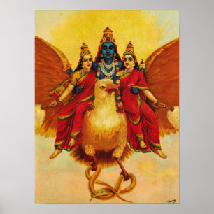 Vishnu, Garuda, Vahana door Raja Ravi Varma Poster