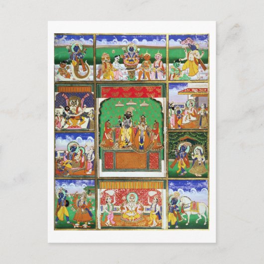 Vishnu in het midden van zijn tien avatars, Jaipur Briefkaart (Voorkant)