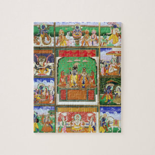 Vishnu in het midden van zijn tien avatars, Jaipur Legpuzzel