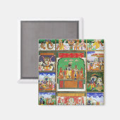 Vishnu in het midden van zijn tien avatars, Jaipur Magneet (Voorkant / Achterkant)