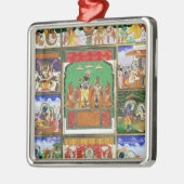Vishnu in het midden van zijn tien avatars, Jaipur Metalen Ornament (Links)