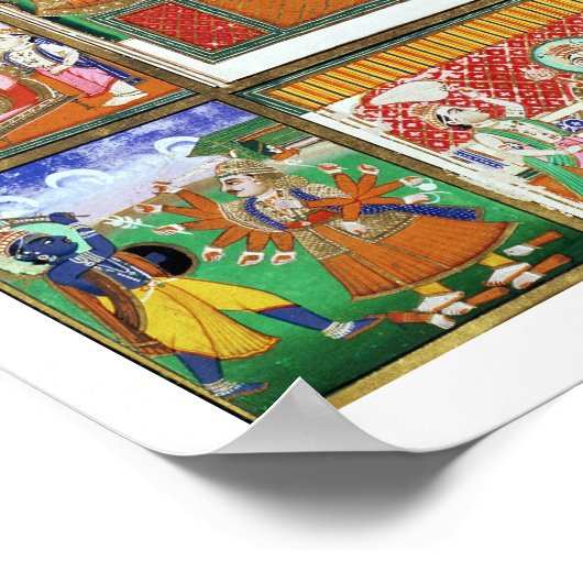 Vishnu in het midden van zijn tien avatars, Jaipur Poster (Hoek)