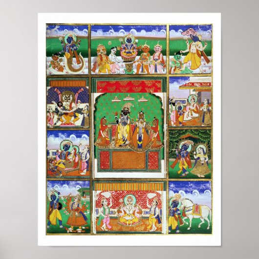 Vishnu in het midden van zijn tien avatars, Jaipur Poster (Voorkant)