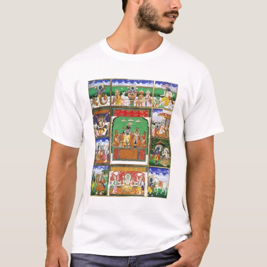 Vishnu in het midden van zijn tien avatars, Jaipur T-shirt (Voorkant)
