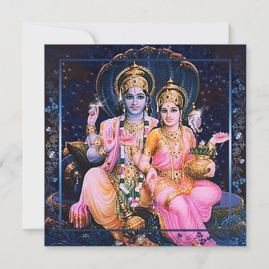 Vishnu & Lakshmi Card Invitation, Greeting Kaart (Voorkant)