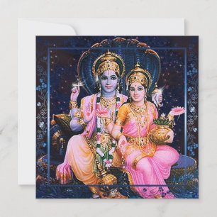Vishnu & Lakshmi Card Invitation, Greeting Kaart