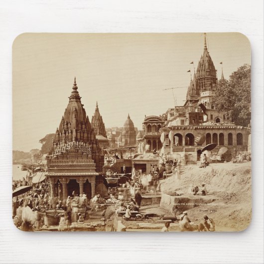Vishnu Pud en Andere tempels, Benares (foto sepia) Muismat (Voorkant)