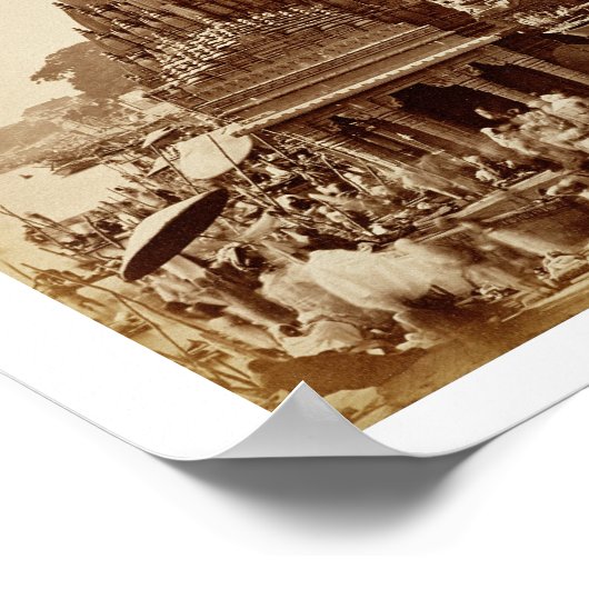 Vishnu Pud en Andere tempels, Benares (foto sepia) Poster (Hoek)