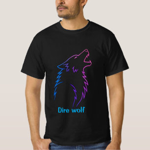 VISHNX Schrikwolf Neon Gradiënt Lijn Kunst Grafisc T-shirt