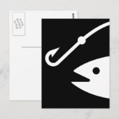 vishoofd en haak - zwart en wit briefkaart (Voorkant / Achterkant)