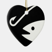 vishoofd en haak - zwart en wit keramisch ornament (Rechts)