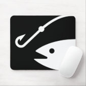 vishoofd en haak - zwart en wit muismat (Met muis)
