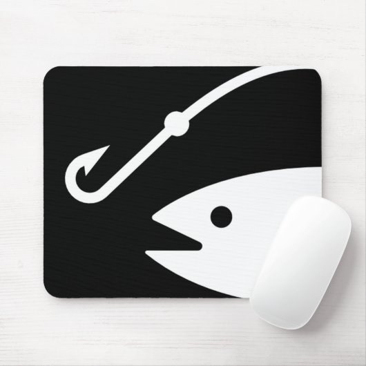 vishoofd en haak - zwart en wit muismat (Met muis)