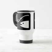 vishoofd en haak - zwart en wit reisbeker (Voorkant links)