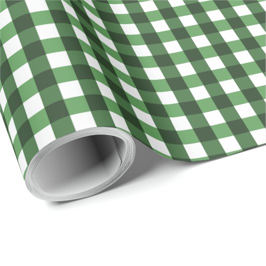 Vishy Geruit Groen Wit Plaid Cadeaupapier (Rol Hoek)