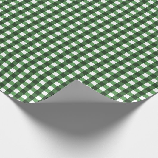 Vishy Geruit Groen Wit Plaid Cadeaupapier (Hoek)