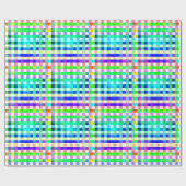 Vishy Geruit Patroon Regenboog Wit Plaid Cadeaupapier (Vlak)