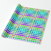 Vishy Geruit Patroon Regenboog Wit Plaid Cadeaupapier (Uitgerold)