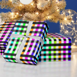 Vishy Geruit Patroon Regenboog Wit Plaid Cadeaupapier