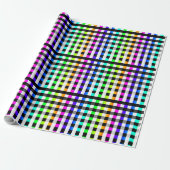 Vishy Geruit Patroon Regenboog Wit Plaid Cadeaupapier (Uitgerold)