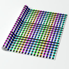 Vishy Geruit Patroon Regenboog Wit Plaid Cadeaupapier