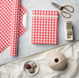 Vishy geruit patroon rood wit geplakt cadeaupapier