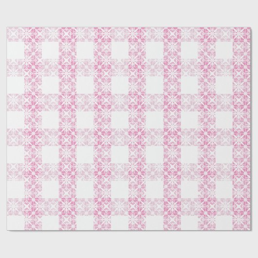 Vishy geruit roze witte kant geplette verpakking P Cadeaupapier (Vlak)