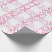 Vishy geruit roze witte kant geplette verpakking P Cadeaupapier (Hoek)