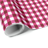 Vishy Geruite Heldere Roze Wijn Wit Plaid Cadeaupapier (Rol Hoek)