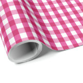 Vishy Geruite Heldere Roze Wijn Wit Plaid Cadeaupapier (Rol Hoek)